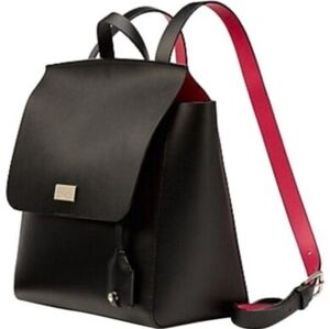 Kate Spade Black Leather And Pink Backpack
